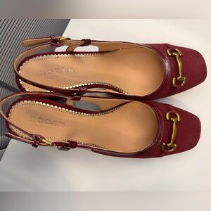 Boden Iris Snaffle Slingback Heels - Oxblood